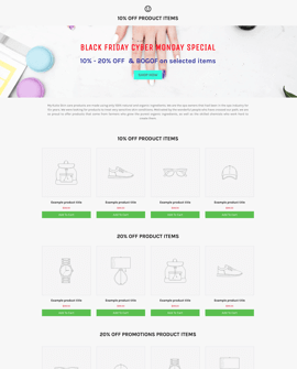 Black Friday Cyber Monday Shopify sales page