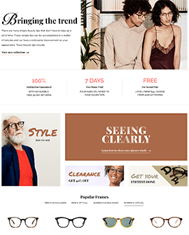Glasses Shopify homepage template