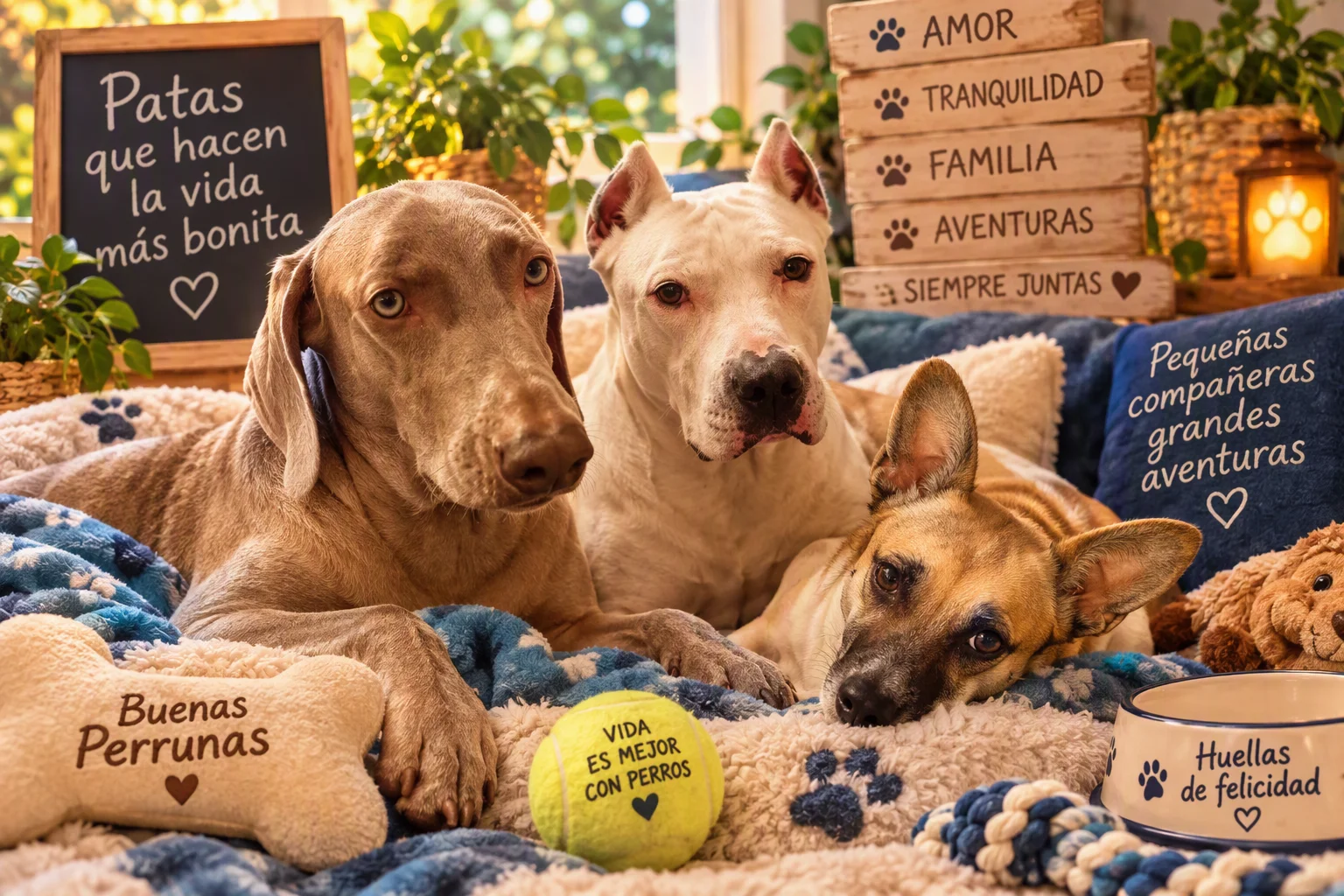 Jade, Aqua y Donkey acostadas juntas en una manta cálida